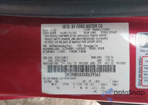 2010 Mercury Milan Premier из США, поврежденный, VIN 3MEHM0JAXAR639565